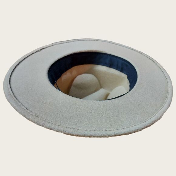 🌼4/$30 Neutral Beige Felt Wide Brim Hat - Picture 3 of 6